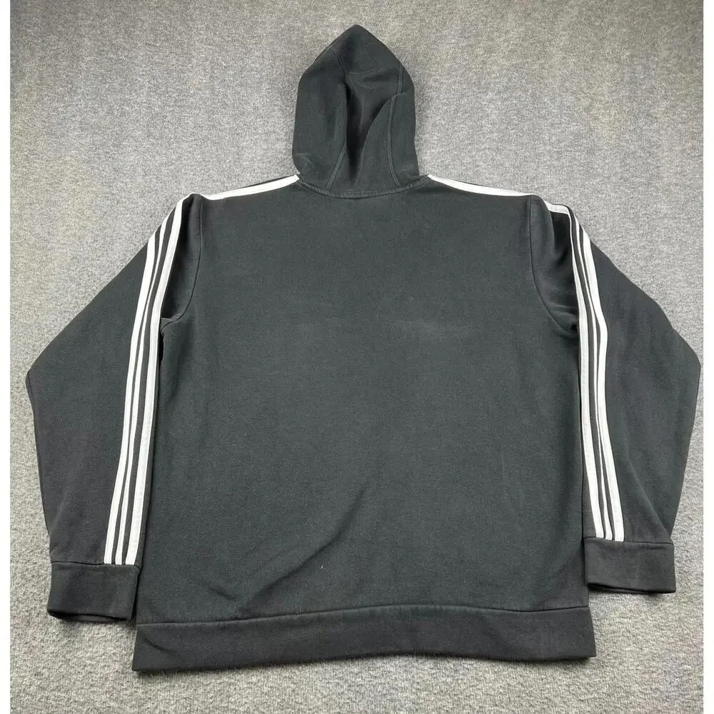Adidas Men's Black Hoodie with White‎ Stripes Size Medium